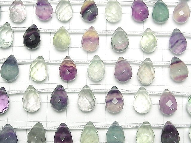 Multicolor Fluorit AAA- Faced Drop 14x10x10mm 1strang Perlen (ca. 7 Zoll/17 cm)