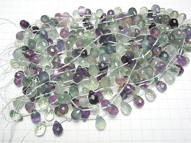 Multicolor Fluorit AAA- Faced Drop 14x10x10mm 1strang Perlen (ca. 7 Zoll/17 cm)