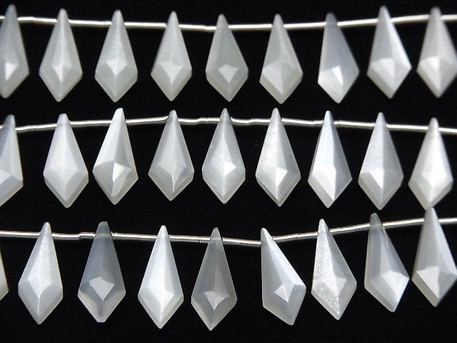 High Quality White Moonstone AAA Deformed Diamond Shape 15x6mm 1strand beads (8pcs )