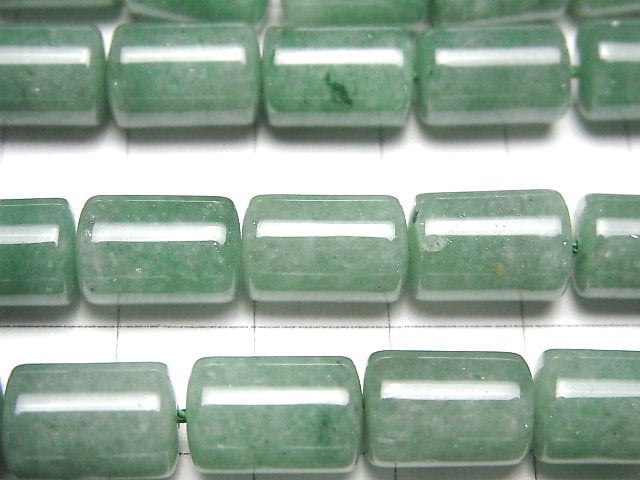 綠東陵玉管珠 12x8x8mm 1串珠子 (約16英吋/39公分)