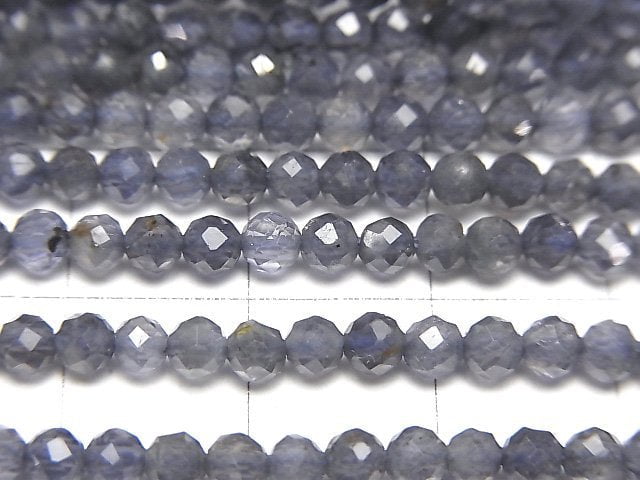 高品質!堇青石 AAA- 刻面圓形 3mm 1 串珠(約 12 英吋/30 公分)