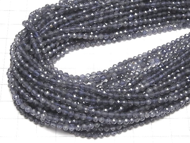 Hochwertig! Iolith AAA- facettierte Rund 3mm 1strang Perlen (ca. 12 Zoll/30 cm)