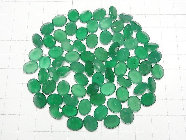 Hochwertiger grüner Onyx AAA lose Steine oval facettiert 10x8mm 3 Stück