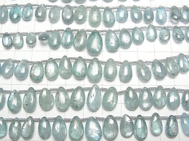 Hochwertiger Himmel-Kyanit AA Birnenform (glatt) halb oder 1strang Perlen (ca. 7 Zoll/19 cm)