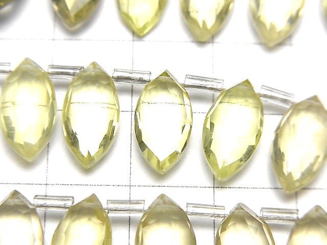 優質檸檬石英 AA++ 欖尖形刻面水滴半串或一串珠子 (14顆)
