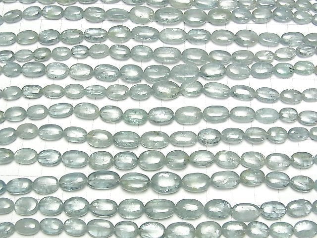 Hochwertiger Himmel Kyanit AA++ Oval 1strang Perlen (ca. 7inch/18cm)