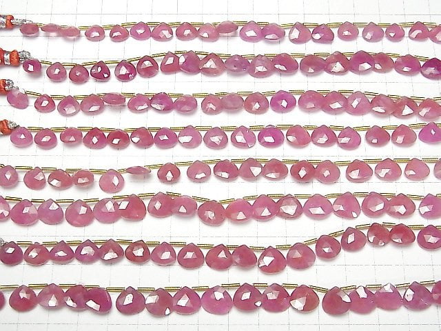 Rubin (Rosa Saphir) AA++ Kastanienbraun Facettiert Briolette halb oder 1strang Perlen (ca. 7inch/17cm)