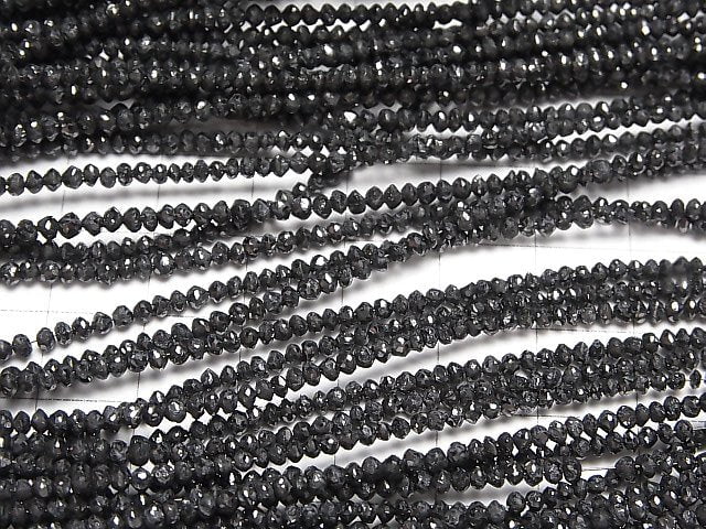 Schwarzer Diamant AAA- Facettierte Knopf-Rondelle halbe oder 1Strang Perlen (ca. 14 Zoll/34 cm)