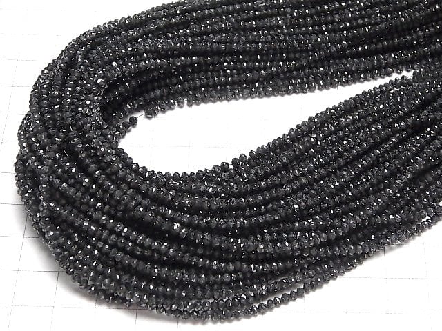 Schwarzer Diamant AAA- Facettierte Knopf-Rondelle halbe oder 1Strang Perlen (ca. 14 Zoll/34 cm)