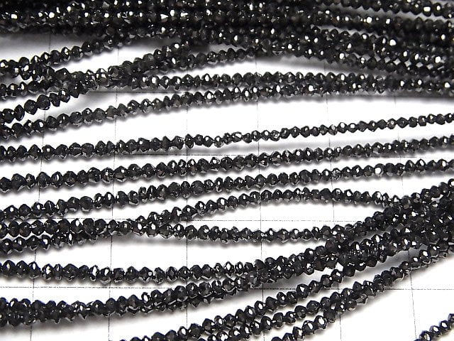 Schwarzer Diamant AAA Facettierte Knopf-Rondelle halbe oder 1Strang Perlen (ca. 13 Zoll/32 cm)