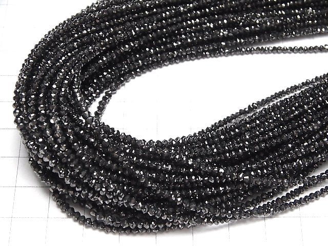 Schwarzer Diamant AAA Facettierte Knopf-Rondelle halbe oder 1Strang Perlen (ca. 13 Zoll/32 cm)