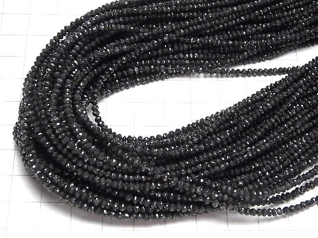 Schwarzer Diamant AAA Facettierte Knopf-Rondelle halbe oder 1Strang Perlen (ca. 14 Zoll/34 cm)