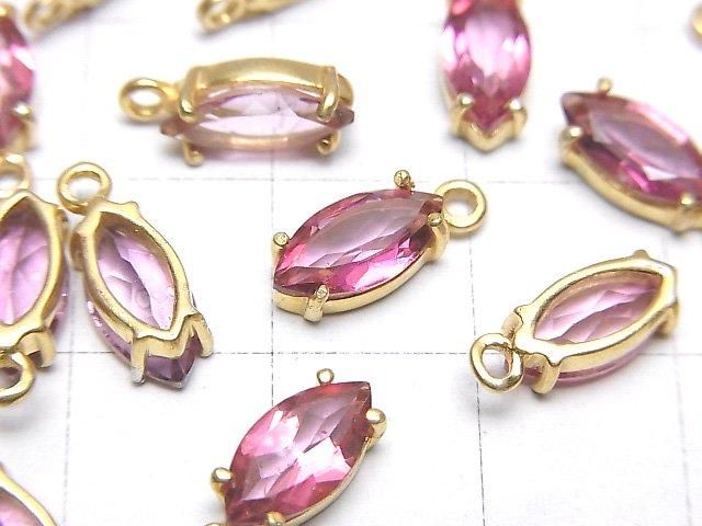 高品質粉紅色拓帕石 AAA 包鑲 馬眼刻面 10x5mm 18KGP 1件