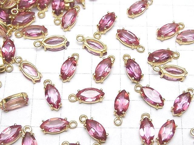 Hochwertiger Rosa Topas AAA Zargenfassung Marquise Facettiert 10x5mm 18KGP 1Stück