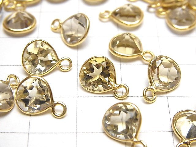 高品質蜂蜜色石英 AAA 凹槽鑲嵌栗子刻面 8x8mm 18KGP 3件