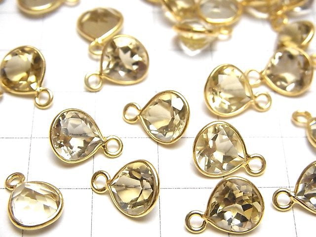 Hochwertiger Honigquarz AAA Zargenfassung Kastanienförmig Facettiert 8x8mm 18KGP 3Stücke