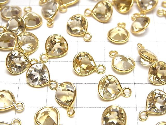 Hochwertiger Honigquarz AAA Zargenfassung Kastanienförmig Facettiert 8x8mm 18KGP 3Stücke
