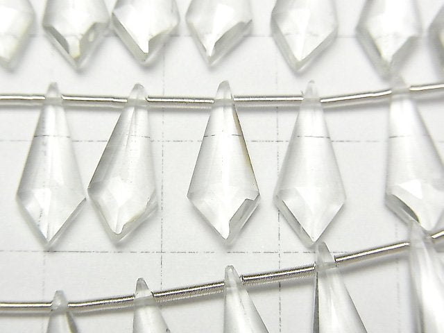 高品質綠紫水晶 AAA 異形鑽石切割 15x6mm 1串珠子 (8顆)