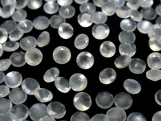 優質白色月光石 AAA - 散裝圓形刻面 5x5mm 5顆