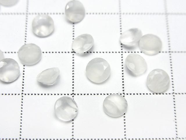 優質白色月光石 AAA - 散裝圓形刻面 5x5mm 5顆