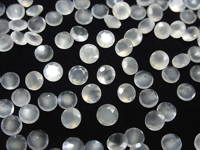 Hochwertiger weißer Mondstein AAA - lose rund facettiert 5x5mm 5 Stück