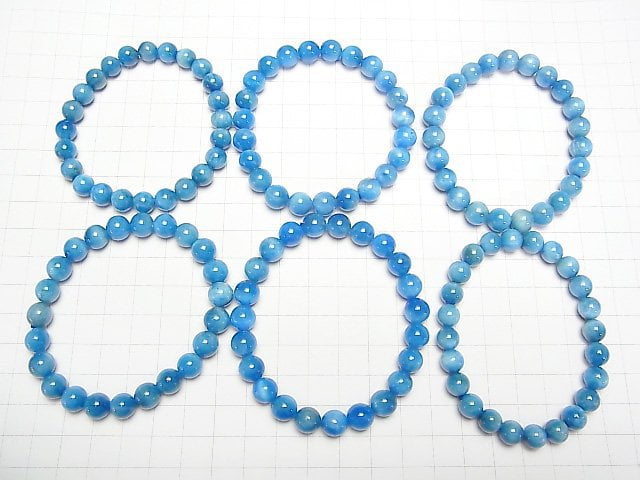 Madagaskar Blaue Apatit AA++ Runde 8mm Armband