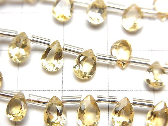 高品質 黃水晶 AAA 梨形 刻面 7x5公釐 1串珠子 (18顆)