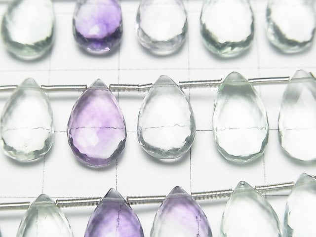MicroCut Fluorite AAA Pear shape Faceted Briolette 1strand beads (8pcs )