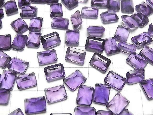 Hochwertiger Amethyst AAA Lose Stein Rechteck Facettiert 8x6mm 4Stück