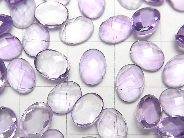 高品質紫水晶 AAA 刻面橢圓素面蛋面 8x6mm 5顆