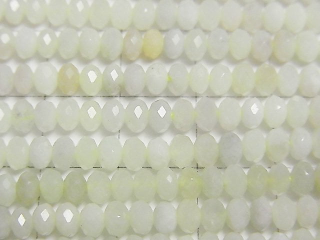 高品質!緬甸翡翠AA刻面鈕扣扁圓珠4x4x2.5公釐1串珠(約15英吋/37公分)