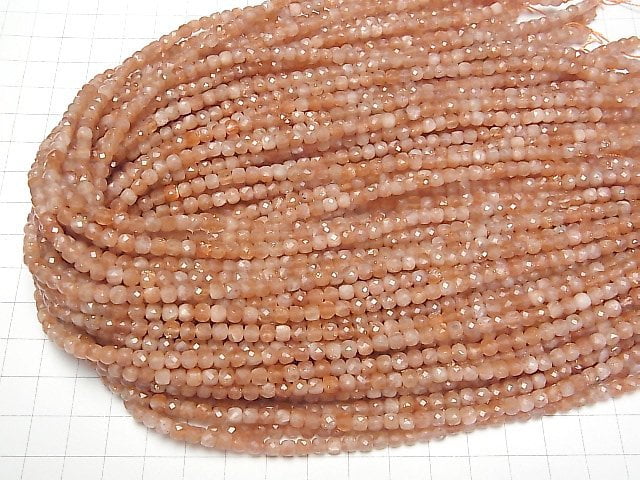 Hochwertig! Sonnenstein AA+ Würfelform 4x4x4mm 1 Strang Perlen (ca. 15 Zoll/37 cm)