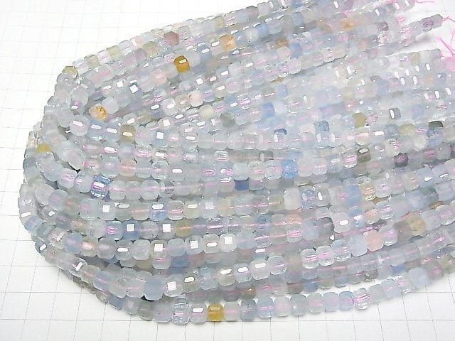 Hochwertig! Berylmix (multicolor Aquamarin) AAA- Würfelform 6x6x6mm halb oder 1 Strang Perlen (ca. 15 Zoll/38 cm)