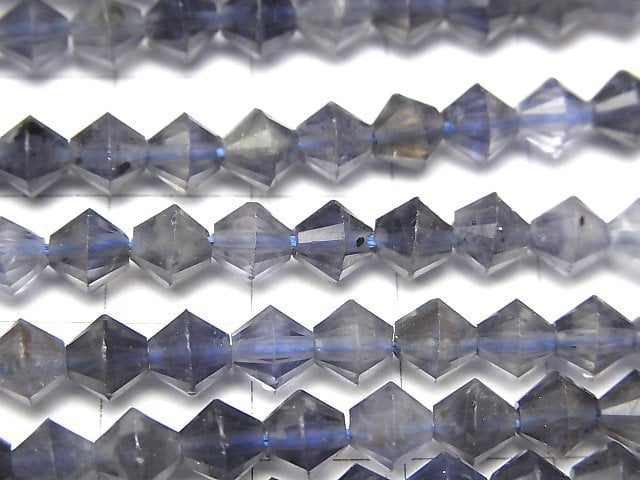 高品質!堇青石 AA+ 算盤切工 6x6x5mm 半串或一串珠子(約15英寸/36公分)