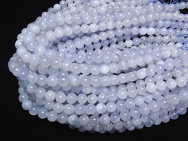 Naturfarbe Blauer Chalcedon AA++ Rund 10mm halb oder 1strang Perlen (ca. 15 Zoll/38 cm)
