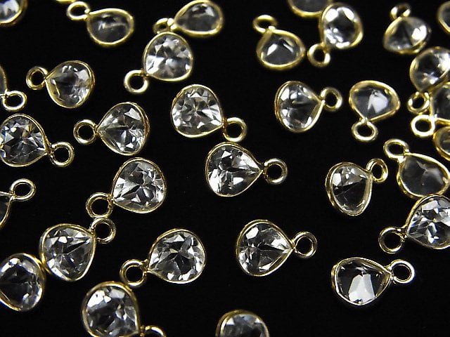 Hochwertiger Weißer Topas AAA- Zargenfassung Kastanien-facettiert 6x6mm 18KGP 3Stück