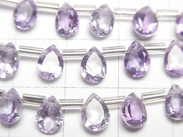 高品質紫水晶 AAA 梨形刻面 7x5mm 1串珠子(18顆)