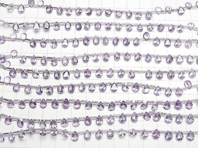 Hochwertiger Amethyst AAA Tropfenform facettiert 7x5mm 1strang Perlen (18Stück)
