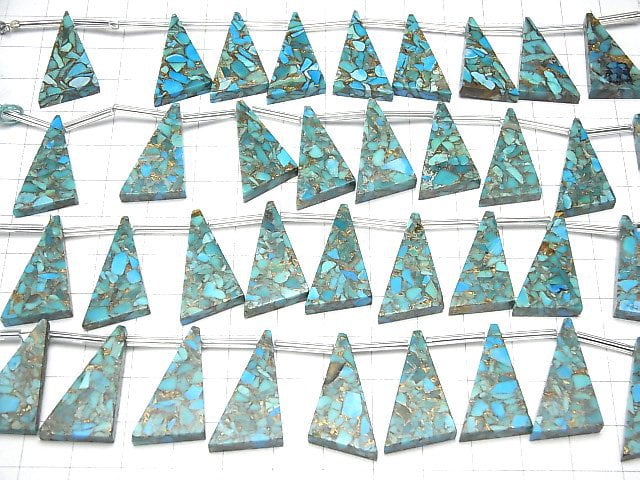 Blauer Kupfer-Türkis AAA Flache Dreiecke 25x15mm halb oder 1strang Perlen (8Stück)