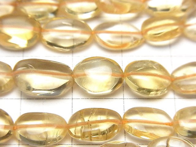 高品質黃水晶 AAA 橢圓形 1 串珠(約 13 吋/31 公分)