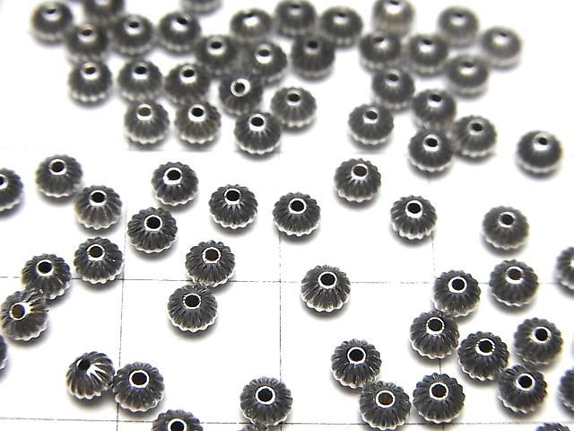 Silver 925 Navajo Pearl Line Carved Rondelle 3.3x2.0mm 10pcs