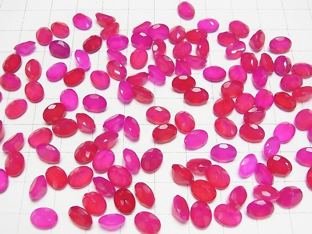 Hochwertiger Fuchsia Pink Chalcedon AAA Lose Stein Oval Facettiert 8x6mm 5 Stück