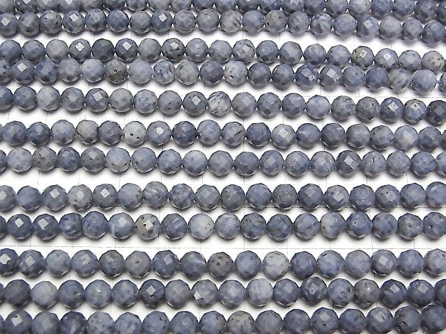 Hochwertig! Blauer Schwammkoralle Rund Facettiert 6mm 1 Strang Perlen (ca. 15 Zoll/36 cm)