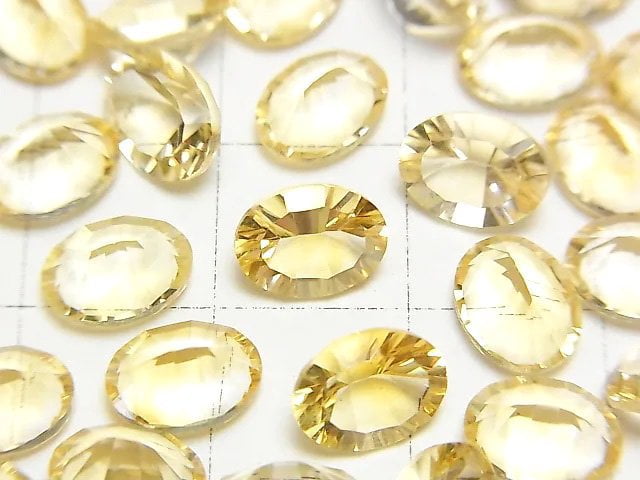 高品質黃水晶 AAA 裸石 橢圓形凹刻 8x6mm 4顆