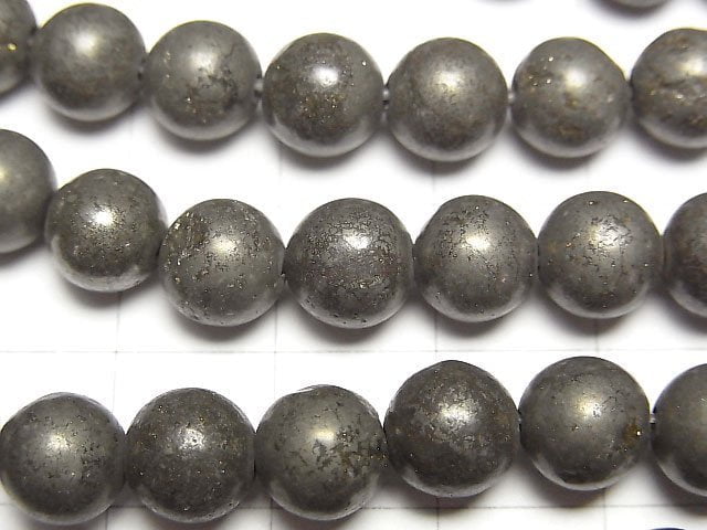 AAA級黃鐵礦圓珠 8mm 一串 (約14英吋/35公分長)