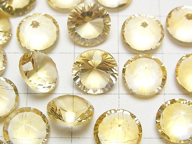 高品質AAA級黃水晶圓形凹面切割裸石 10x10毫米 1顆