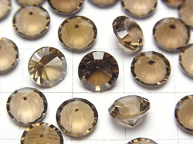 高品質煙燻石英 AAA 裸石 圓形凹面切割 8x8mm 4顆