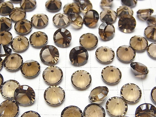 Hochwertiger rauchiger Quarz AAA lose Stein Rund konkav geschliffen 8x8mm 4Stücke