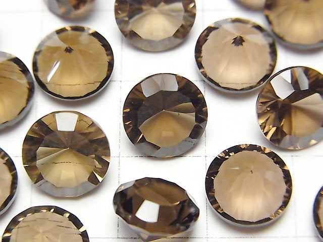 高品質煙水晶 AAA 裸石 圓形凹面切割 10x10公釐 2顆