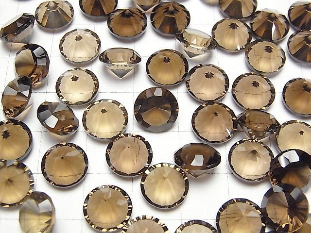 Hochwertiger rauchiger Quarz AAA lose Stein Rund konkav geschliffen 10x10mm 2Stücke